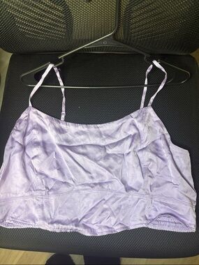 aerie Lavender Satin Cami Crop Top